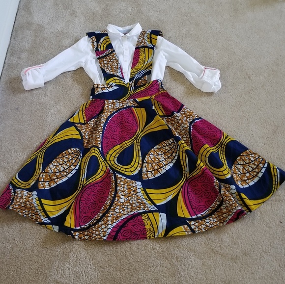 african print pinafore dress